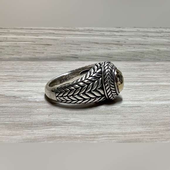 Designer JAI John Hardy Sterling Silver/14 K Gold Basket Weave Ring, Size 5 - Picture 4 of 8
